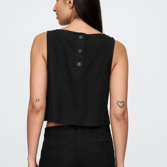 NWT GAP linen blend crop shell tank top - Picture 3 of 7